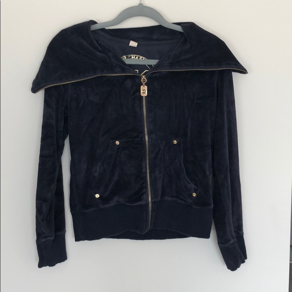 Michael Kors Navy Blue Velour Jacket Size Small